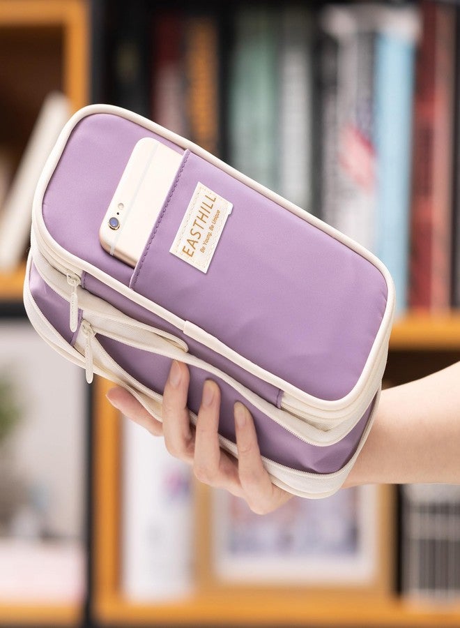 EASTHILL Polyester Big Capacity Pencil Case Large Pencil Pouch Stationery Pen Bag for Teen Girls, Purple - Image 4