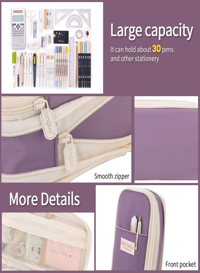EASTHILL Polyester Big Capacity Pencil Case Large Pencil Pouch Stationery Pen Bag for Teen Girls, Purple - Image 5