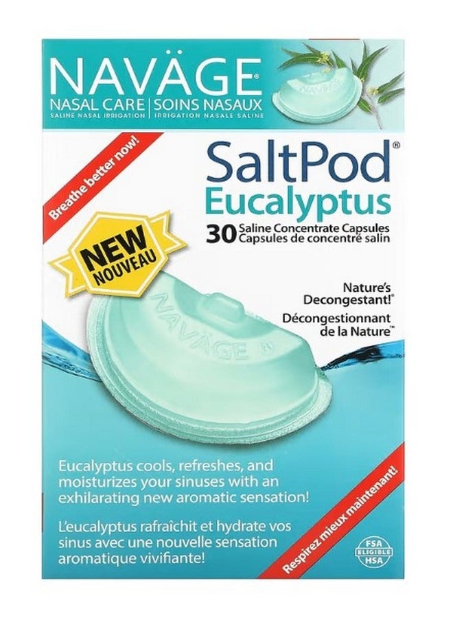 Navage Nasal Care Saline Nasal Irrigation SaltPod Eucalyptus 30 Saline Concentrate Capsules - Image 1