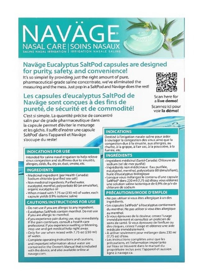 Navage Nasal Care Saline Nasal Irrigation SaltPod Eucalyptus 30 Saline Concentrate Capsules - Image 2