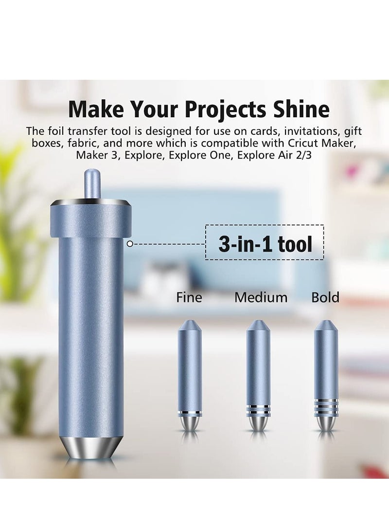 Excefore 3 in 1 Foil Transfer Kit, Foil Transfer Tool Replacement, Suitable for Maker /3, Explore, Explore One & Explore Air 2/3, Including Fine, Medium, Bold Blades (Blue) - Image 4