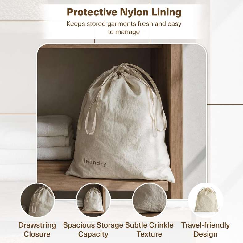 Pan Home Rikit Laundry Pouch with Drawstring 33x40cm - Natural - 261PSF9900144 - Image 5