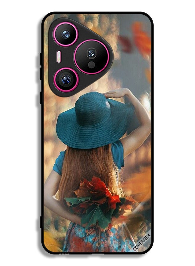 Covernex Huawei Pura 70 Protective Case Cover Hat Girl Hiding Love Leaves - Image 1