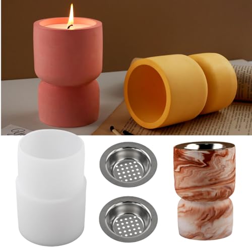 XMOX High Cup Candle Jar Silicone Molds Incense Burners Mug Silicone Mold for Resin, Flower Pot Vase Concrete, Cement Aromatherapy Jar, Modern Geometric Silicone Mold for DIY Plaster Cast Cement Mould - Image 1