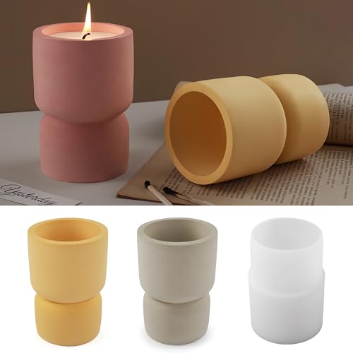 XMOX High Cup Candle Jar Silicone Molds Incense Burners Mug Silicone Mold for Resin, Flower Pot Vase Concrete, Cement Aromatherapy Jar, Modern Geometric Silicone Mold for DIY Plaster Cast Cement Mould - Image 3