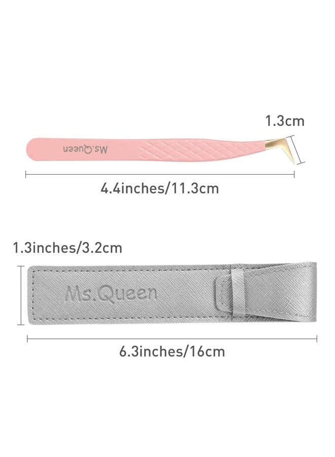 Ms.Queen Fiber Tip Lash Tweezers,Diamond Grip L-Shape Volume Boot Tweezers for Mega Volume Mink Lashes Make Fans - Image 5