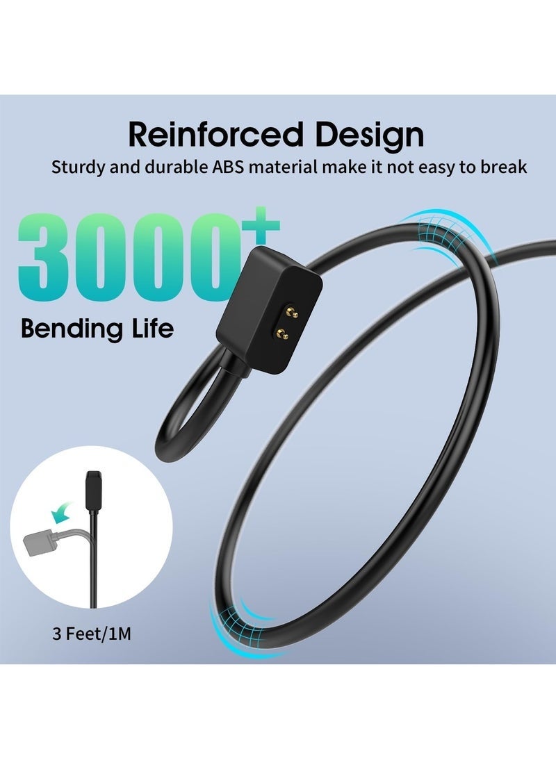 HL-Tech Charger Cable Compatible with Xiaomi MI Band 9/9 Pro,Mi Band 8/8 Pro,Redmi Watch 5/5 Lite/5 Active,Redmi Watch 4/4 Lite/4 Active,Redmi Watch 3/3 Lite/3 Active,Magnetic USB Charging Cable 3.3Ft/1M Black - Image 4