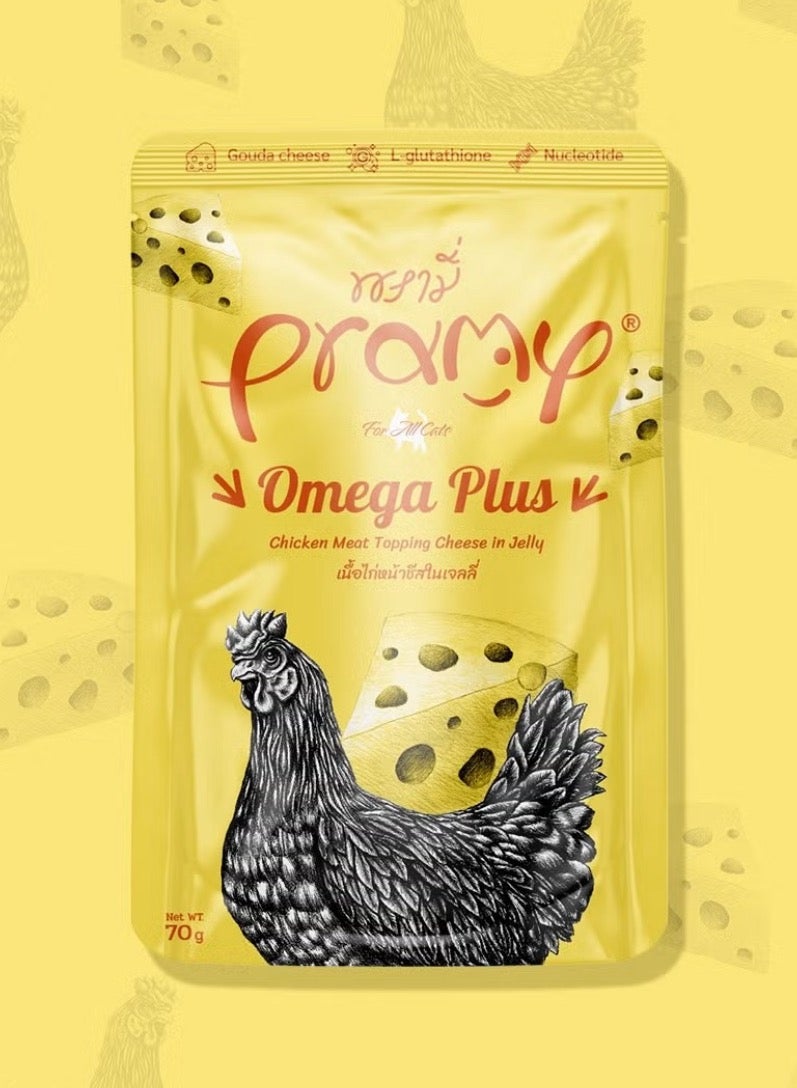 Pramy Cat Wet Food With Chicken And Cheese Flavor For All Life Stages- 6x70g - Enriched with Omega 3, 6 & 9 for Skin & Coat Health – High-Protein, Nutritious Wet Cat Food - Image 2