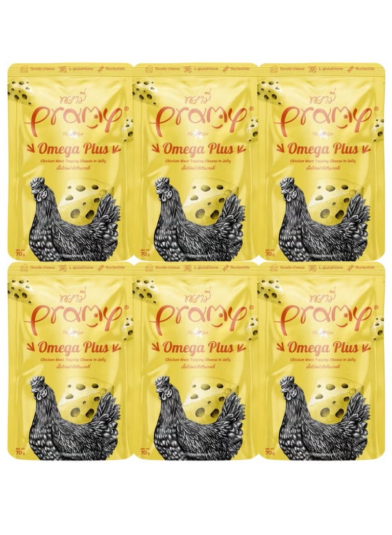 Pramy Cat Wet Food With Chicken And Cheese Flavor For All Life Stages- 6x70g - Enriched with Omega 3, 6 & 9 for Skin & Coat Health – High-Protein, Nutritious Wet Cat Food - Image 1