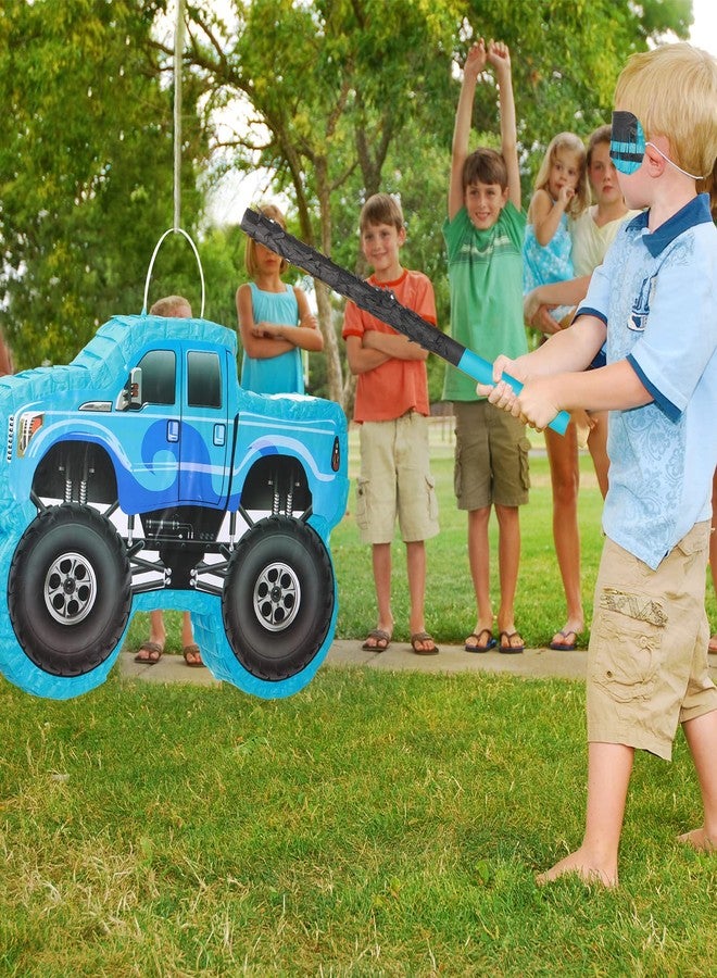 Sratte Small Truck Piñata Birthday Truck Piñata for Kids Construction Piñata with Stick Blindfold Confetti Boys Birthday Party Supplies for Carnival Events Fiesta Decor Games,15.7 x 11 x 2.4 Inch (Blue) - Image 4