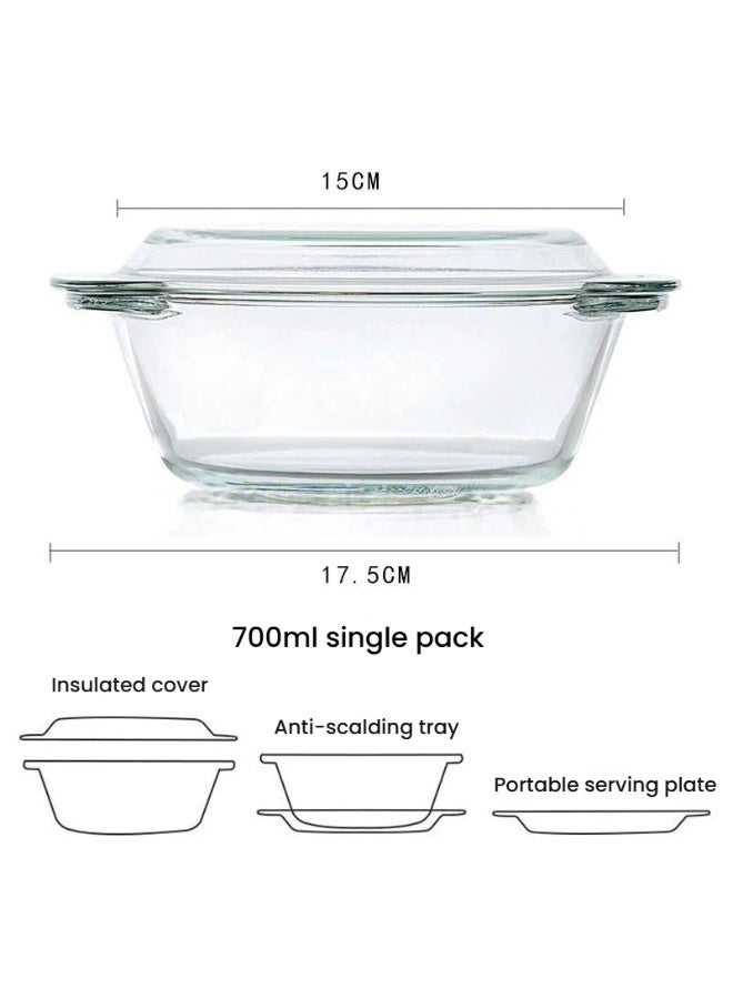 عام طبق خزفي زجاجي دائري مع غطاء زجاجي، أواني خبز زجاجية مغطاة، أوعية زجاجية ميكروويف سهلة الإمساك مع غطاء زجاجي. - Image 2