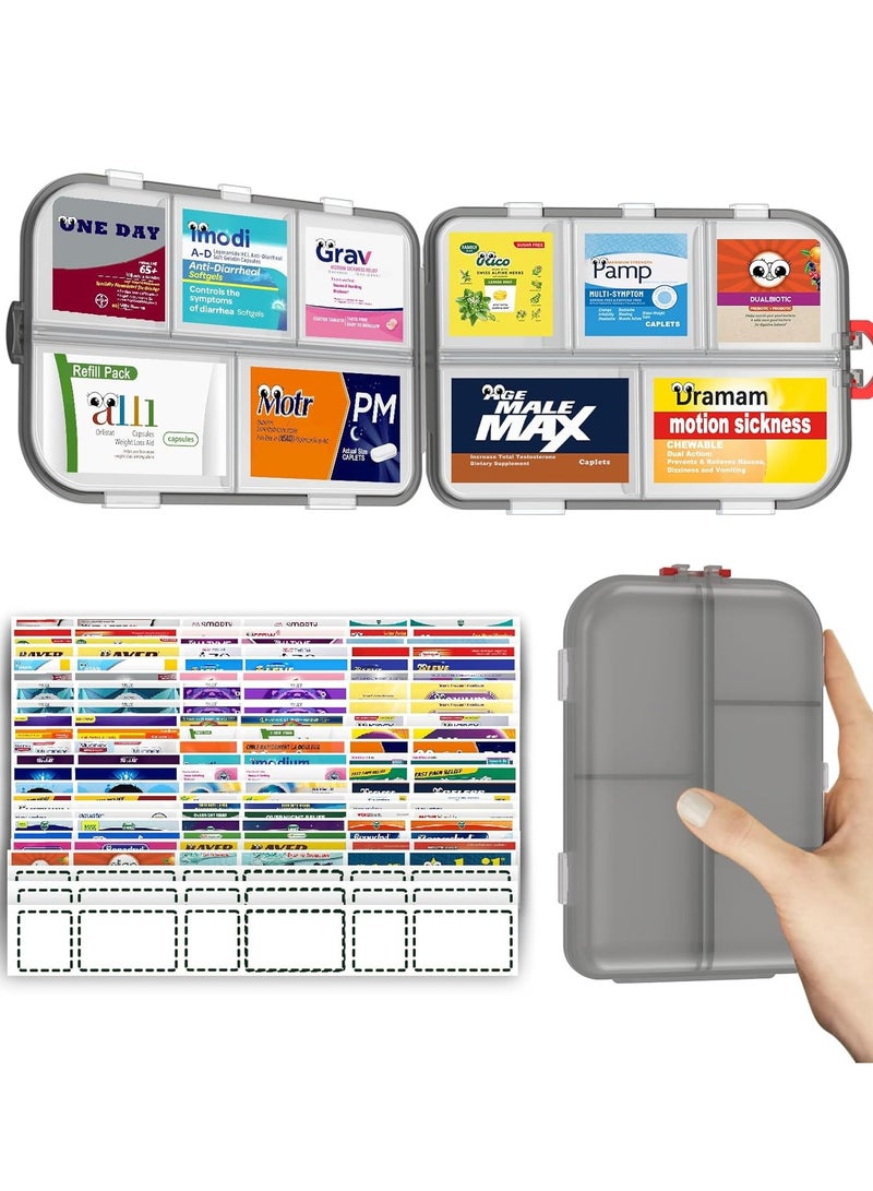 عام منظم حبوب منع الحمل الكبير مع الملصقات ، منظم حبوب منع الحمل ، حالة حبوب منع الحمل الأساسية للسفر - Image 1