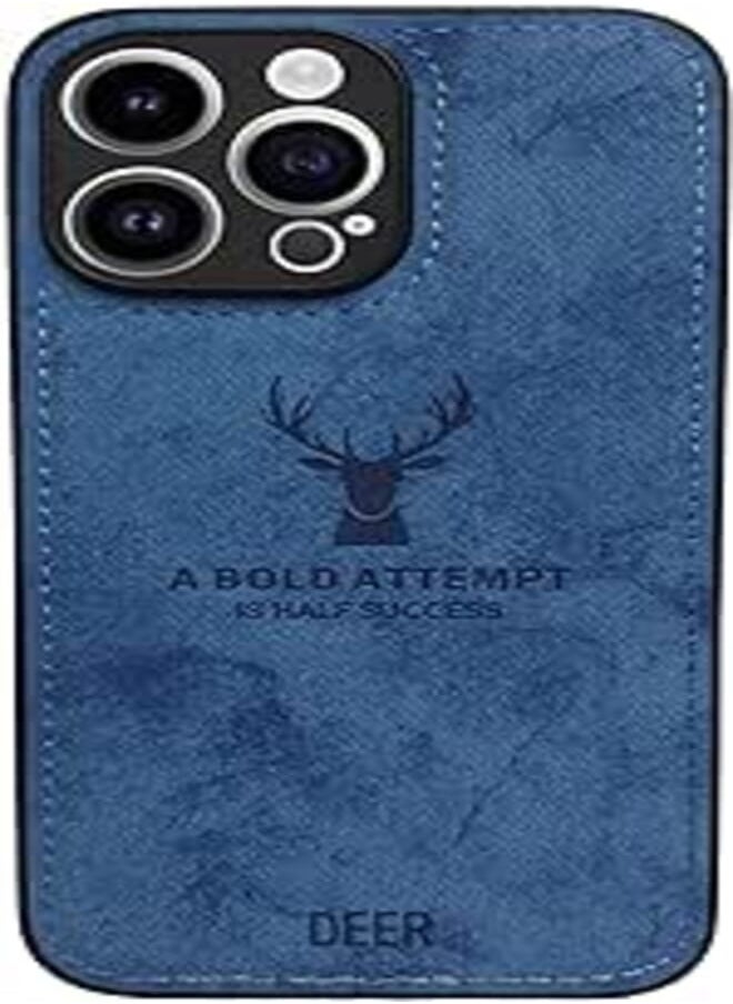 Generic - Dirt-Resistant Anti-Shock Full Body Protective Digital Luxury Soft Texture Patterned TPU Cloth Case for iphone 14 Pro Max (Blue) - Image 1