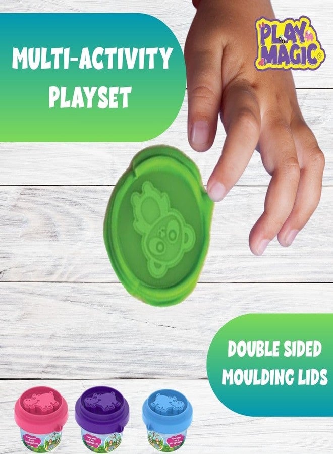 PlayMagic Animal Themed Dough with 2 in 1 Moulding Lid - Pack of 12 Tubs 25gm Each | Soft Water Based | Non-Toxic | Kids 3 Years+ | Art & Craft Activity | Birthday & Return Gifts | Made in India - Image 5