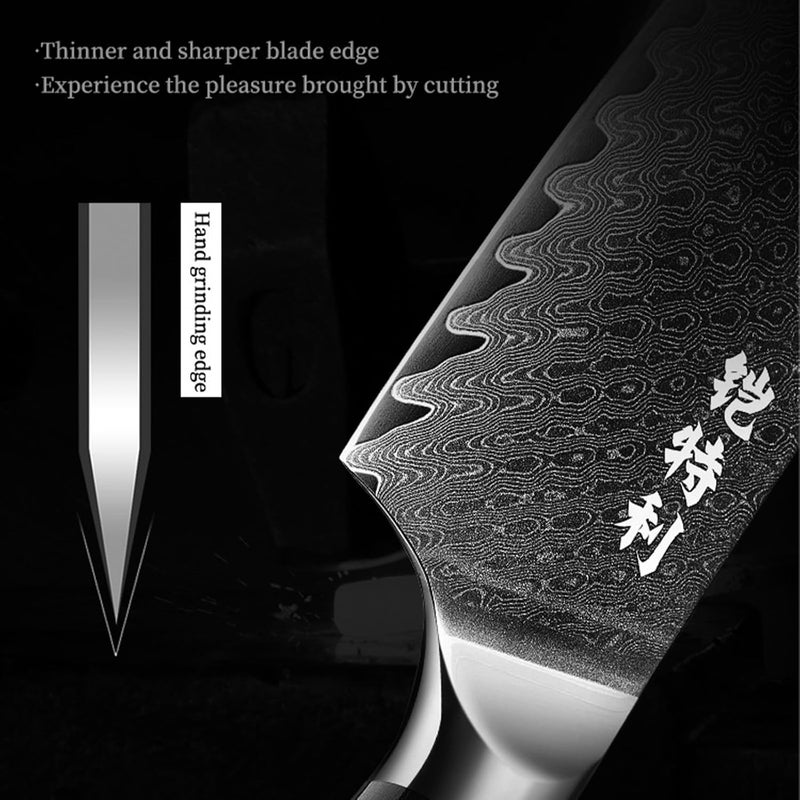Kitory Damascus Chef`s Knife 8",10Cr15CoMoV HC Steel Cutting Core cladded with 72 Layers Damascus Steel, Pakkawood Handle, Premier Kitchen Gadget w/t Gift Box - Image 5