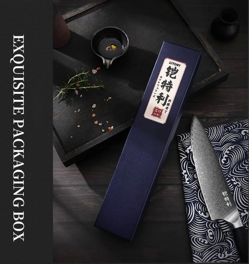 Kitory Damascus Chef`s Knife 8",10Cr15CoMoV HC Steel Cutting Core cladded with 72 Layers Damascus Steel, Pakkawood Handle, Premier Kitchen Gadget w/t Gift Box - Image 2
