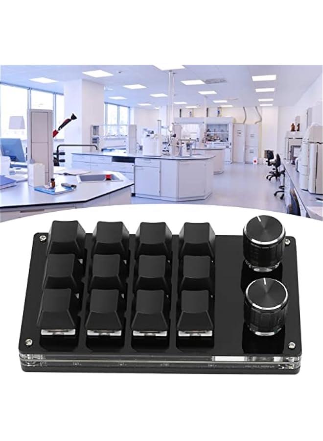 One Handed Mechanical Keyboard 12 Key RGB Gaming Keyboard DIY Programmable Keypad for Office Gaming Lab(Full Black) - Image 3