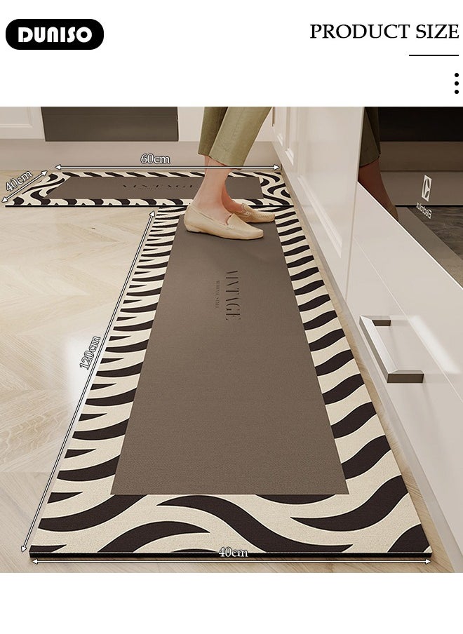DUNISO 2 PCS Kitchen Mats and Rugs Set , Non Slip Heavy Duty Standing Mat, Quick Dry Diatom Mud Floor Mat, Extra Soft and Absorbent Floor Mats for Kitchen, Bath, Office, Laundry(40*60cm+40*120cm)  - Image 2