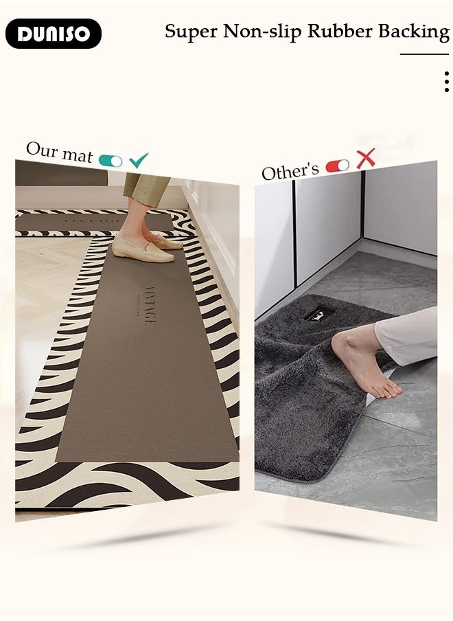 DUNISO 2 PCS Kitchen Mats and Rugs Set , Non Slip Heavy Duty Standing Mat, Quick Dry Diatom Mud Floor Mat, Extra Soft and Absorbent Floor Mats for Kitchen, Bath, Office, Laundry(40*60cm+40*120cm)  - Image 3