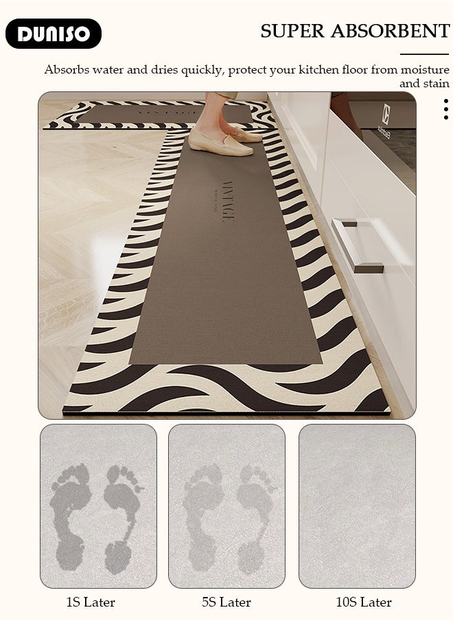 DUNISO 2 PCS Kitchen Mats and Rugs Set , Non Slip Heavy Duty Standing Mat, Quick Dry Diatom Mud Floor Mat, Extra Soft and Absorbent Floor Mats for Kitchen, Bath, Office, Laundry(40*60cm+40*120cm)  - Image 4