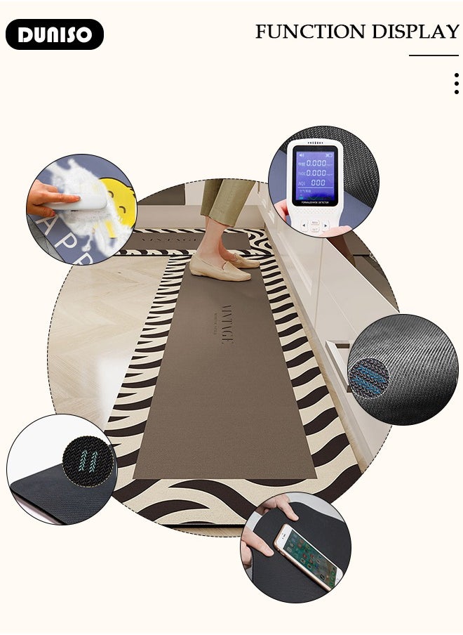 DUNISO 2 PCS Kitchen Mats and Rugs Set , Non Slip Heavy Duty Standing Mat, Quick Dry Diatom Mud Floor Mat, Extra Soft and Absorbent Floor Mats for Kitchen, Bath, Office, Laundry(40*60cm+40*120cm)  - Image 5