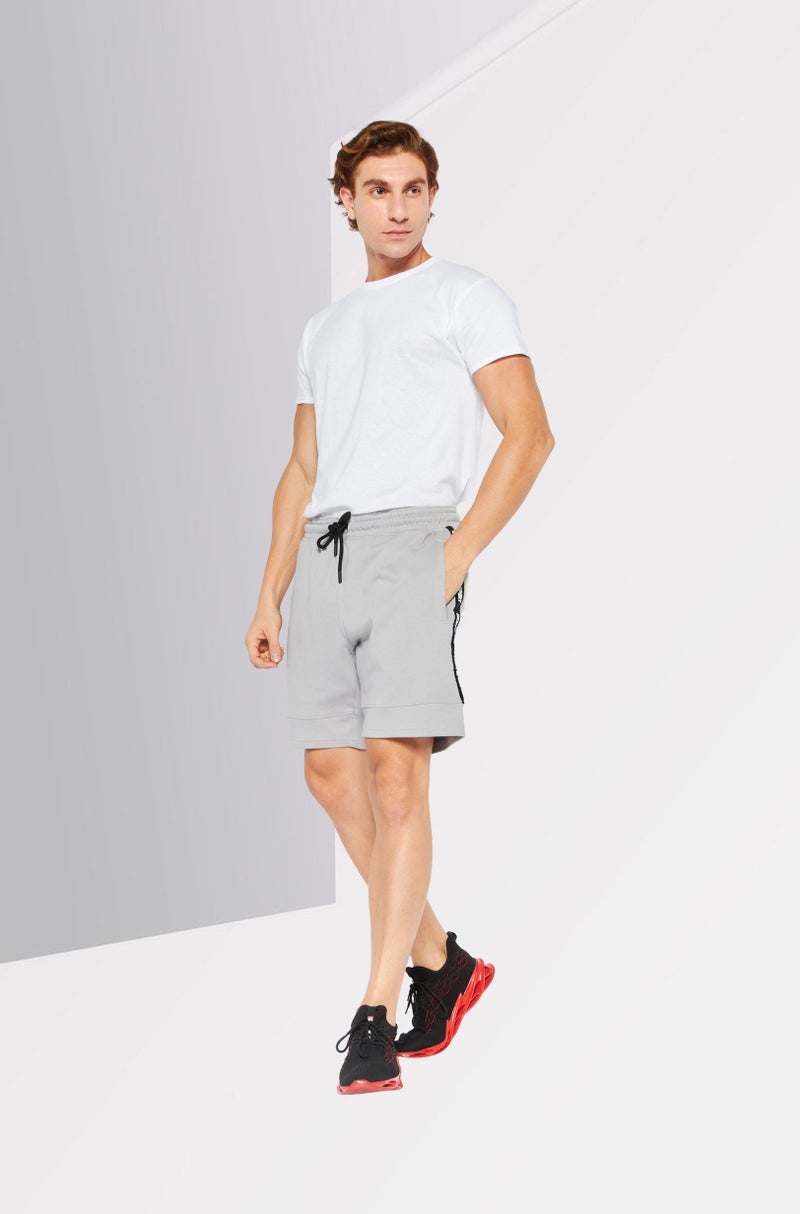 DKNY Sport شورتات تدريب رياضية للرجال مع حبل سحب، فضي - Image 2