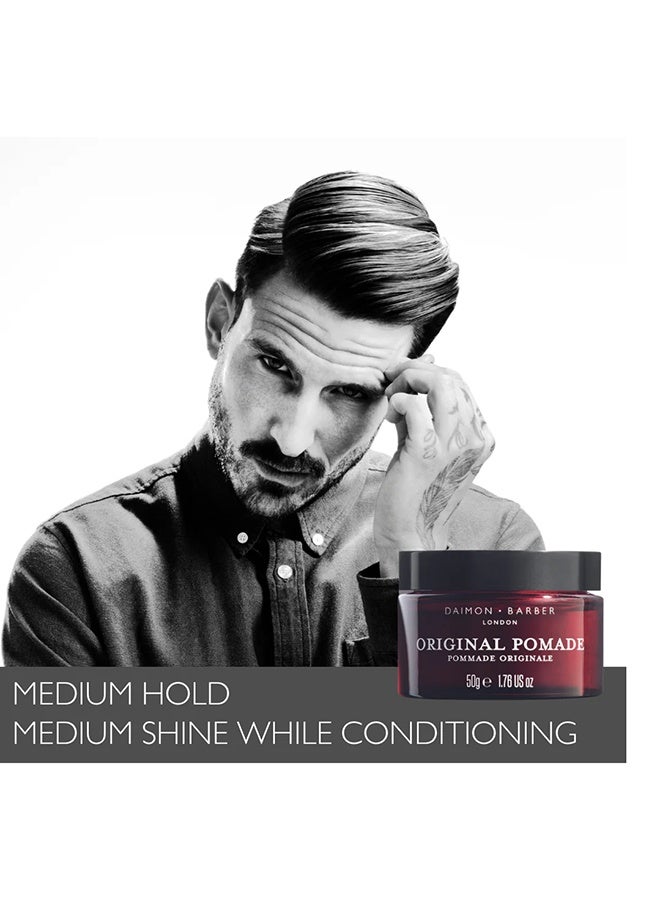 Daimon Barber Original Pomade 50g – Classic High-Shine Hair Pomade for Strong Hold, Sleek Styling & Pompadour Hairstyles - Image 4