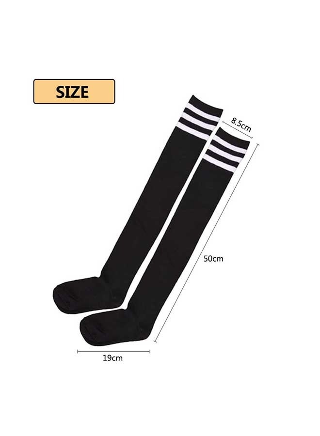 KUAZIVI High Thigh Socks 4 Pairs Women Stripe Tube Dresses Over the Knee Long Stockings - Image 5