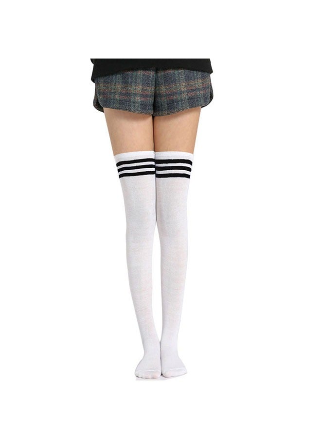 KUAZIVI High Thigh Socks 4 Pairs Women Stripe Tube Dresses Over the Knee Long Stockings - Image 4