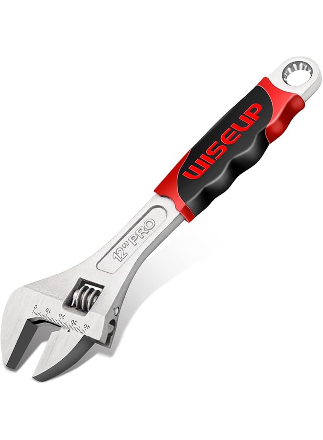 WISEUP Professional Adjustable Wrench 12 Inch Cr-V Forged Industrial Grade Hand Tools Wrench Set With Anti-Slip Grip Large Adjustable Wrenches - Image 1