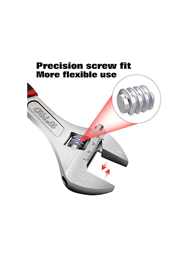 WISEUP Professional Adjustable Wrench 12 Inch Cr-V Forged Industrial Grade Hand Tools Wrench Set With Anti-Slip Grip Large Adjustable Wrenches - Image 3