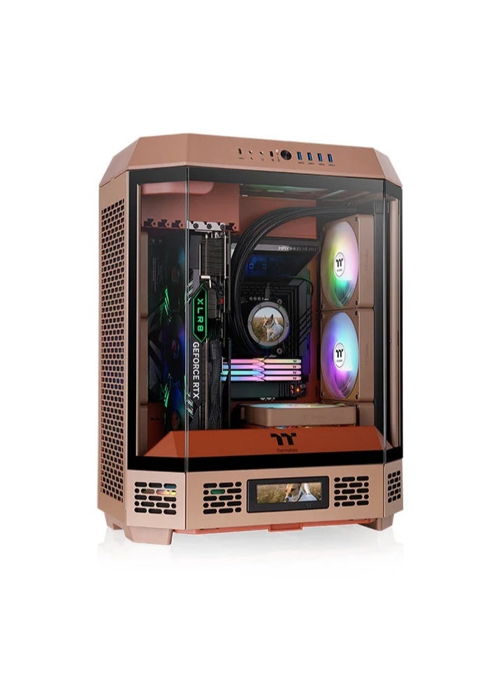 Thermaltake The Tower 600 Gravel Sand Mid Tower ATX PC Case, Vertical Octagonal Design, 3× Tempered Glass Panels, 420mm AIO Support, Up to 13× 120mm / 9× 140mm Fans, Hidden-Connector Motherboard Support | CA-1Z1-00MGWN-00 Gravel Sand - Image 1
