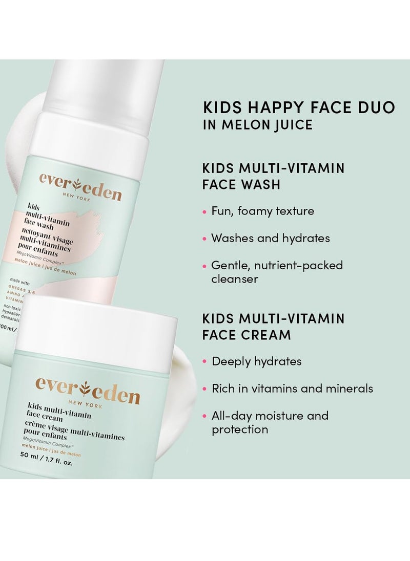Evereden Evereden Kids Happy Face Duo - Melon Juice Multi-Vitamin Face Wash & Face Cream Set - Clean, Vegan Skin Care for 3+ - Moisturizing, Nourishing & Protective  - Image 2