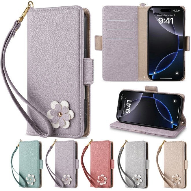 iPhone 14 Cover Leather Protective , Lanyard , , for 14 Plus 14 Pro 14 Pro Max , Apricot Texture for Daily Use - Image 2