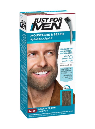 Just For Men Mustache And Beard – Beard Dye For Men, Medium Brown, M-35, Brush Included For Easy Application, With Biotin, Aloe, And Coconut Oil For Healthy Facial Hair