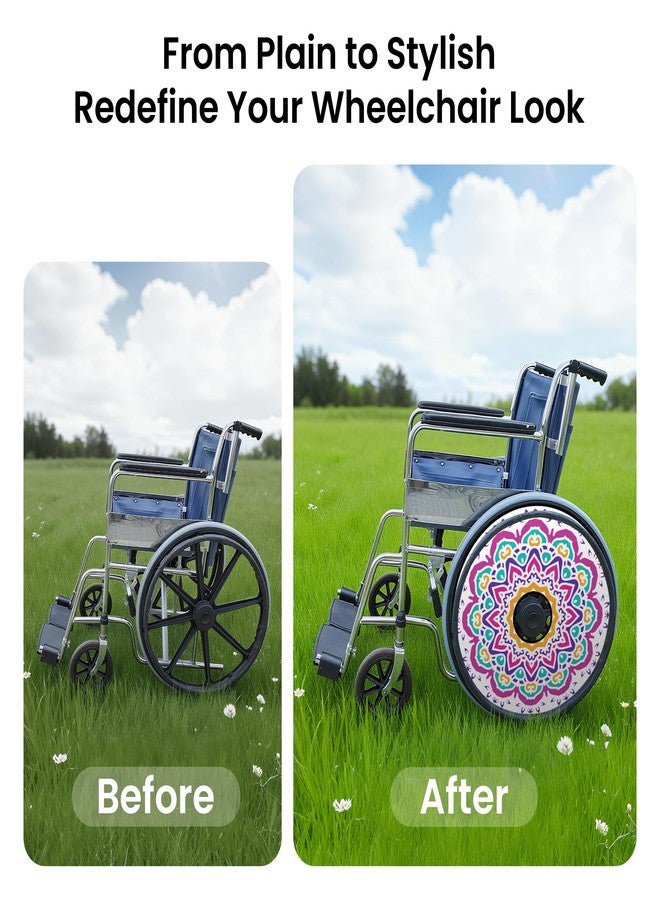 AELS Wheelchair Wheel Covers, Wheelchair Accessories Wheelchair Cover 1 Pair, Protective Covers for 22" Wheels, Easy Install & Remove, Decorative Wheel Covers, Mandala Pattern - Image 2