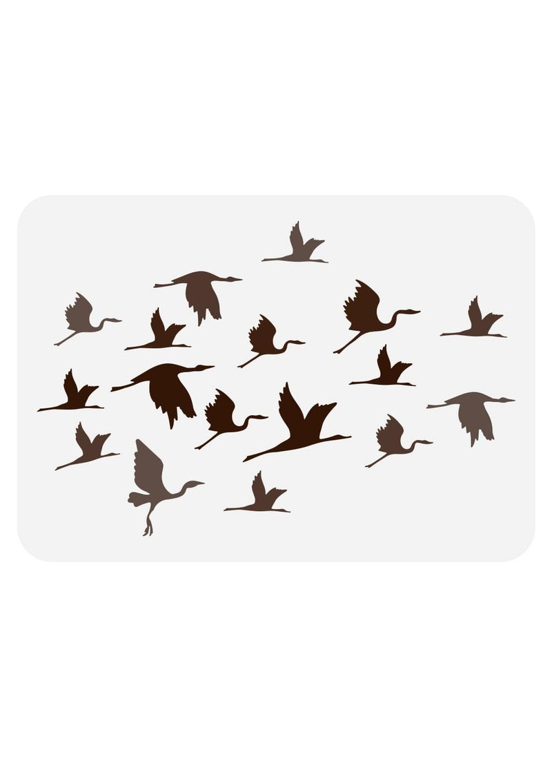 FINGERINSPIRE FINGERINSPIRE Cranes Stencil for Painting 8.3x11.7inch Large Cranes Birds Silhouettes Drawing Template Reusable Birds Group Painting Stencil Animal Theme Template for Wood Fabric Clothes Painting 