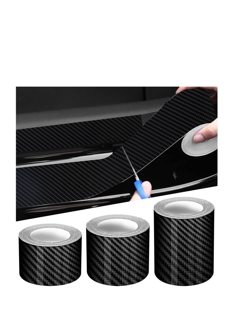 SYOSI Car Edge Door Guards Door Sill Protector 3 Rolls 5D Carbon Fiber Black Vinyl Wrap Automotive Vehicles Door Sill Protector Anti Collision Film Fits for Car 2In x 17Ft 1.2In x 17Ft 2.7In x 33Ft - Image 1