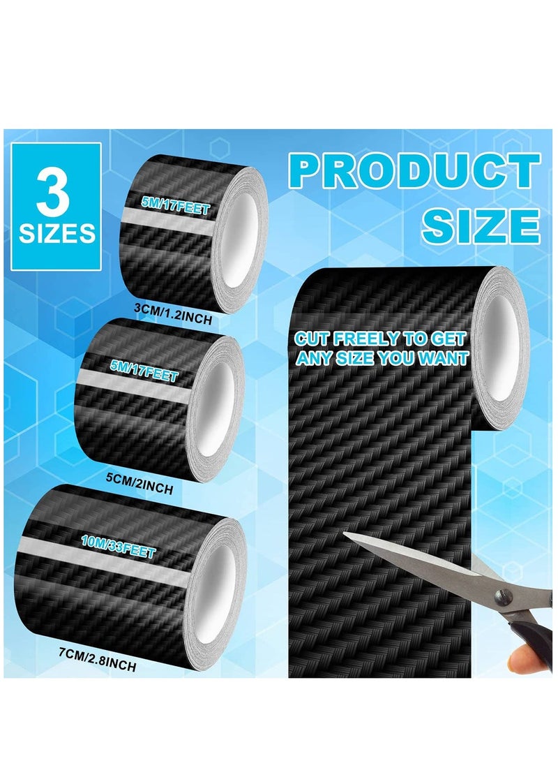SYOSI Car Edge Door Guards Door Sill Protector 3 Rolls 5D Carbon Fiber Black Vinyl Wrap Automotive Vehicles Door Sill Protector Anti Collision Film Fits for Car 2In x 17Ft 1.2In x 17Ft 2.7In x 33Ft - Image 4