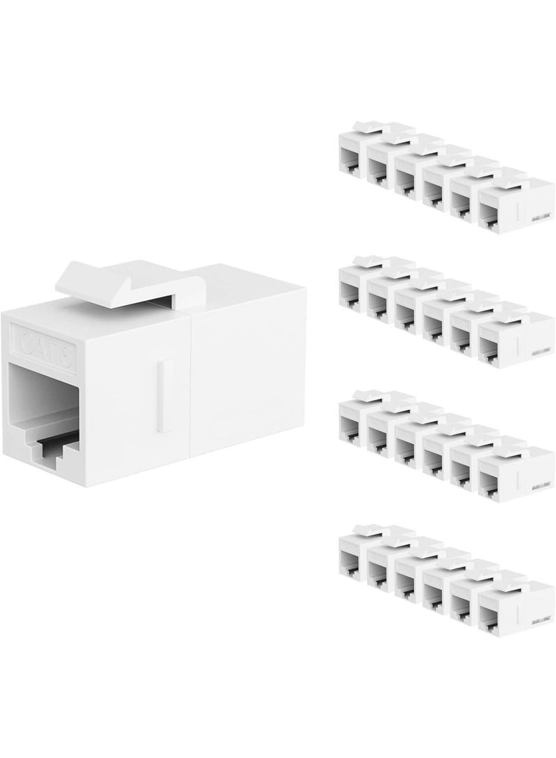 Excefore RJ45 Cat6 for Keystone Coupler 25-Pack, Female to Female Cat6 Keystone Jack, UTP Keystone Coupler Insert, Keystone Jack, White - Image 1