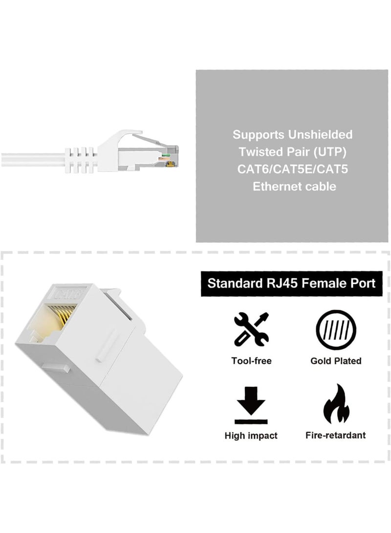 Excefore RJ45 Cat6 for Keystone Coupler 25-Pack, Female to Female Cat6 Keystone Jack, UTP Keystone Coupler Insert, Keystone Jack, White - Image 2