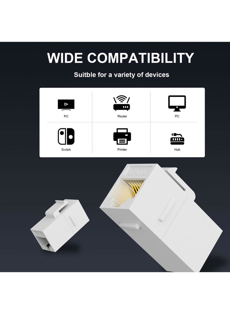 Excefore RJ45 Cat6 for Keystone Coupler 25-Pack, Female to Female Cat6 Keystone Jack, UTP Keystone Coupler Insert, Keystone Jack, White - Image 3