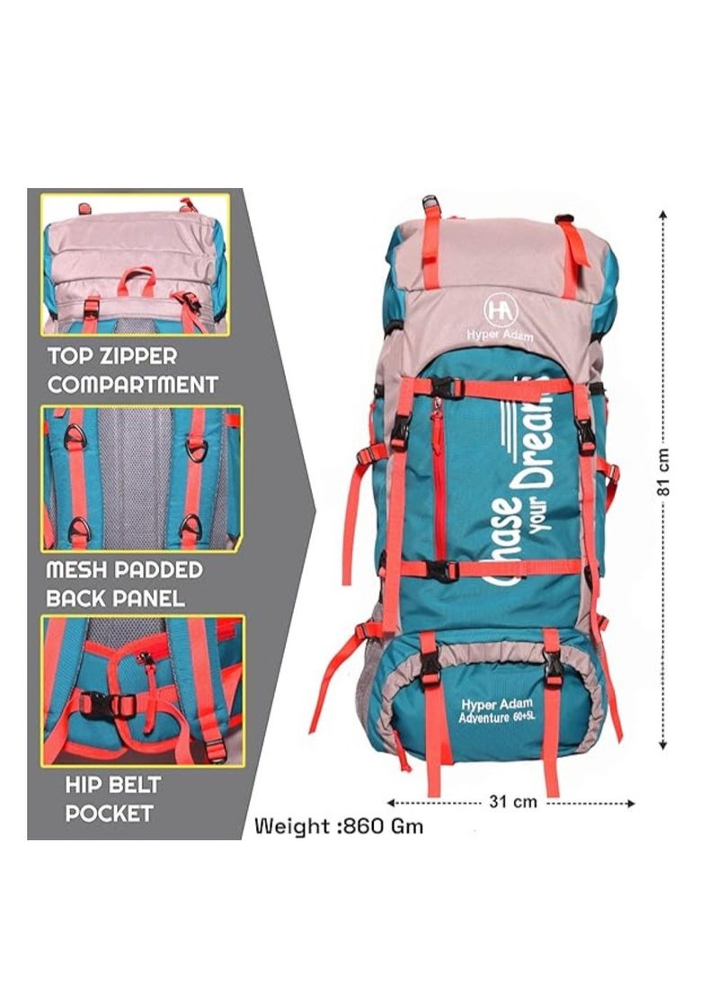 Hyper Adam TRAVEL BACKPACK FOR OUTDOOR SPORT HIKING TREKKING BAG CAMPING RUCKSACK - 65 L (BLUE-SHADE MAY VARY) - Image 3