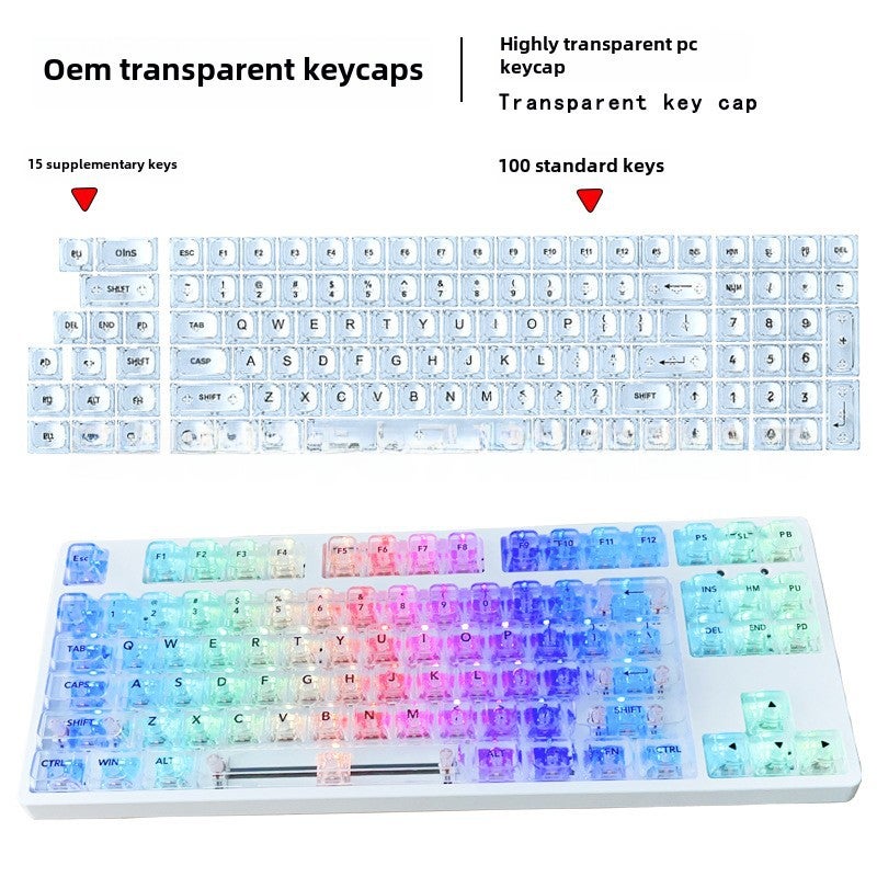 Matte Transparent Crystal Keycaps White high permeability key cap [OEM height]] 