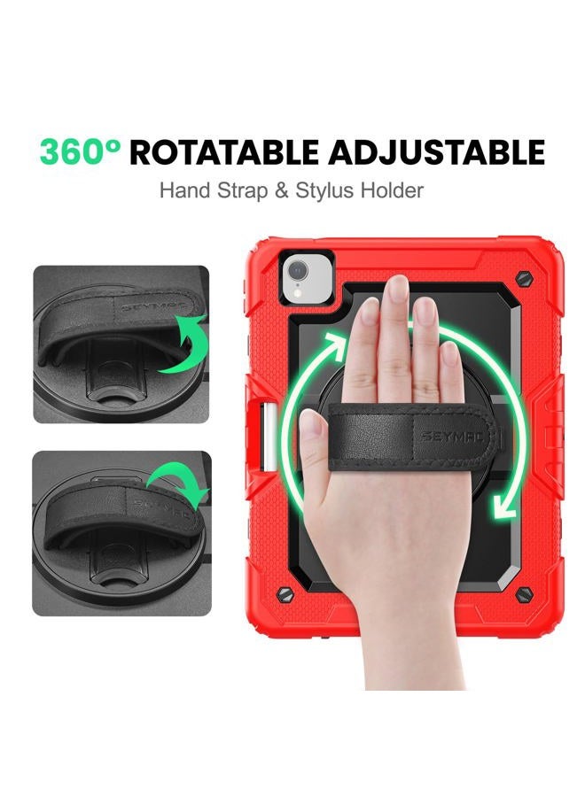 SEYMAC iPad 10.9 Case iPad Air 4th Generation Case iPad Air 4 Case with Pencil Holder, Heavy Duty Rugged Protection Sturdy Shock Case [Rotatable Hand Strap] Screen Protector for iPad Pro 11,Black/Red - Image 3