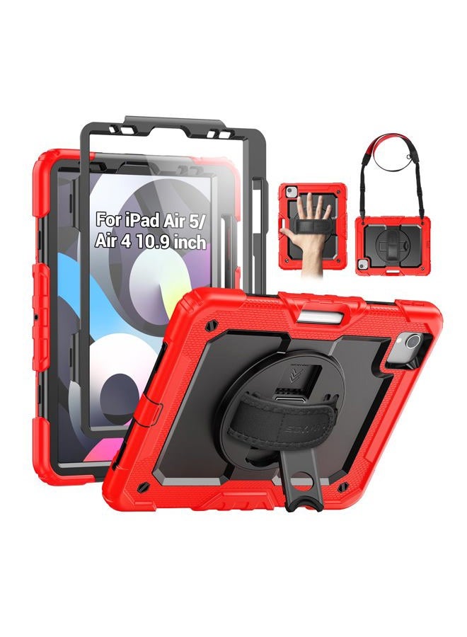 SEYMAC iPad 10.9 Case iPad Air 4th Generation Case iPad Air 4 Case with Pencil Holder, Heavy Duty Rugged Protection Sturdy Shock Case [Rotatable Hand Strap] Screen Protector for iPad Pro 11,Black/Red - Image 1