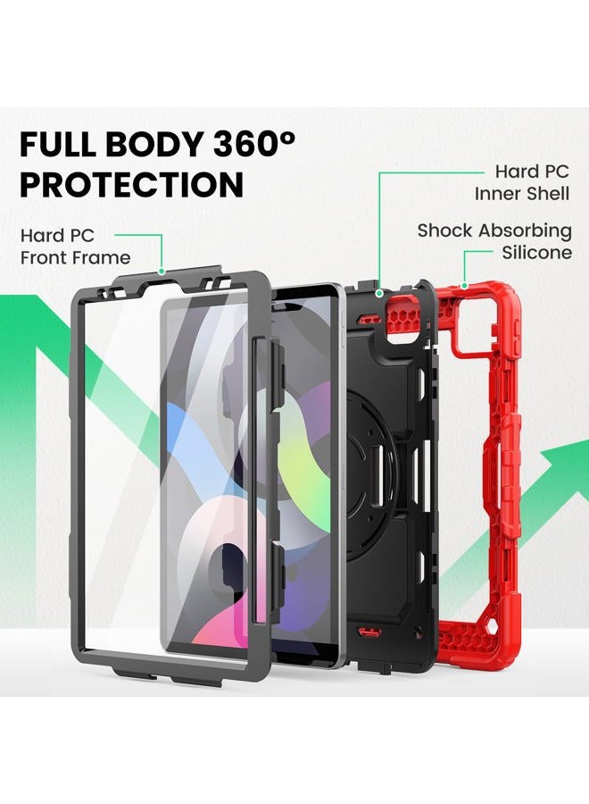 SEYMAC iPad 10.9 Case iPad Air 4th Generation Case iPad Air 4 Case with Pencil Holder, Heavy Duty Rugged Protection Sturdy Shock Case [Rotatable Hand Strap] Screen Protector for iPad Pro 11,Black/Red - Image 5