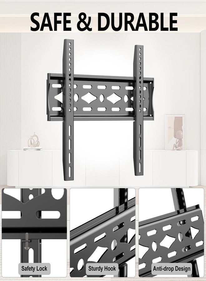 TETVIK Fixed TV Wall Mount for Most 26-63 inch TV Monitor fit Flat Curved Screen Ultra Slim Profile Television Mount Wall Bracket Max VESA 400x400mm Hold Up to110 lbs Wall Mount TV Bracket - Image 4