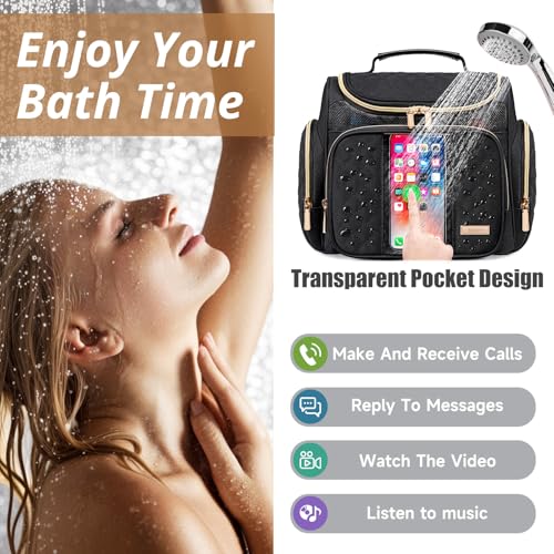Tealari Large Toiletry Bag for Women Men,Bathroom Bag,Water Resistant Shower Bag,Makeup Bag,Portable Shower Caddy for College Dorm,Hanging Travel Toiletry Bag with Transparent Waterproof Phone Pocket - Image 3