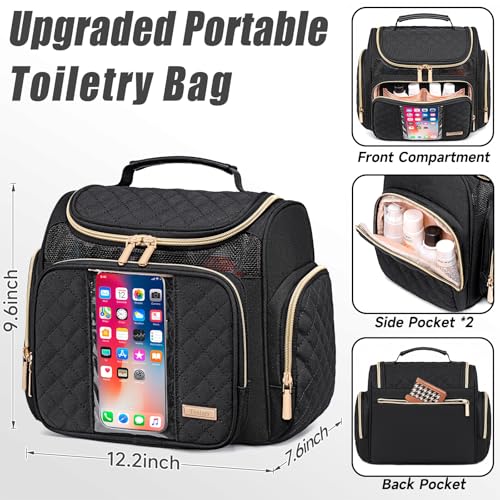 Tealari Large Toiletry Bag for Women Men,Bathroom Bag,Water Resistant Shower Bag,Makeup Bag,Portable Shower Caddy for College Dorm,Hanging Travel Toiletry Bag with Transparent Waterproof Phone Pocket - Image 4